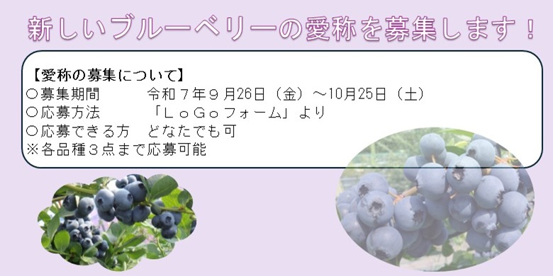 新しいブルーベリーの愛称を募集します！