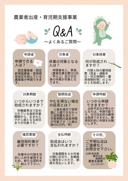 出産育児期支援事業チラシ裏面QA