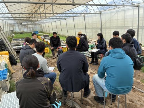 田中さんのハウスに移動後、雇用研修受入のお話を聞きました